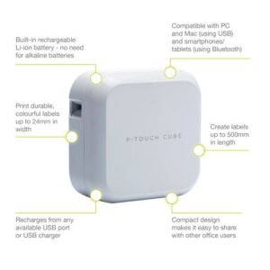 Brother P-touch Cube Plus Label Printer with Bluetooth White PT-P710BTHZ1 - Image 5